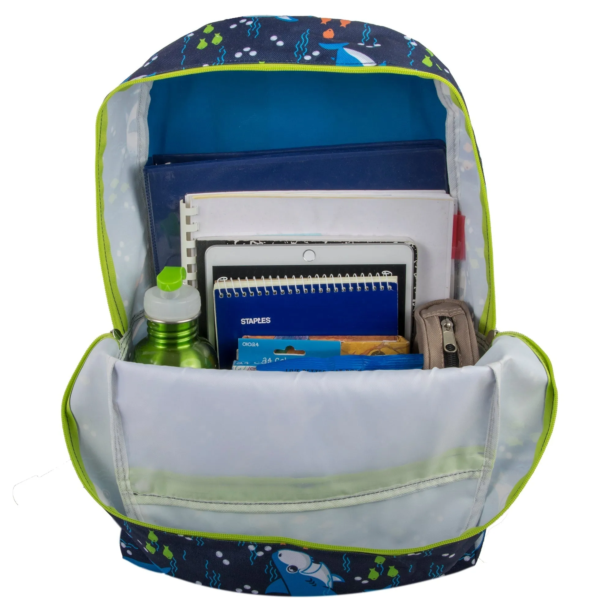 16-Inch Shark Themed Backpack With Matching Lunch Bag