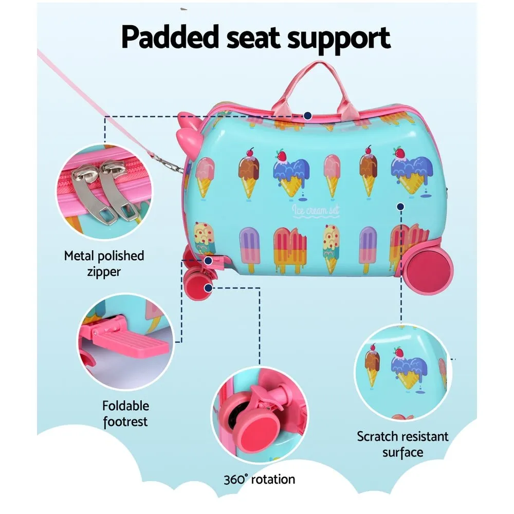 17Inch Kids Ride On Luggage Suitcase Ice Cream