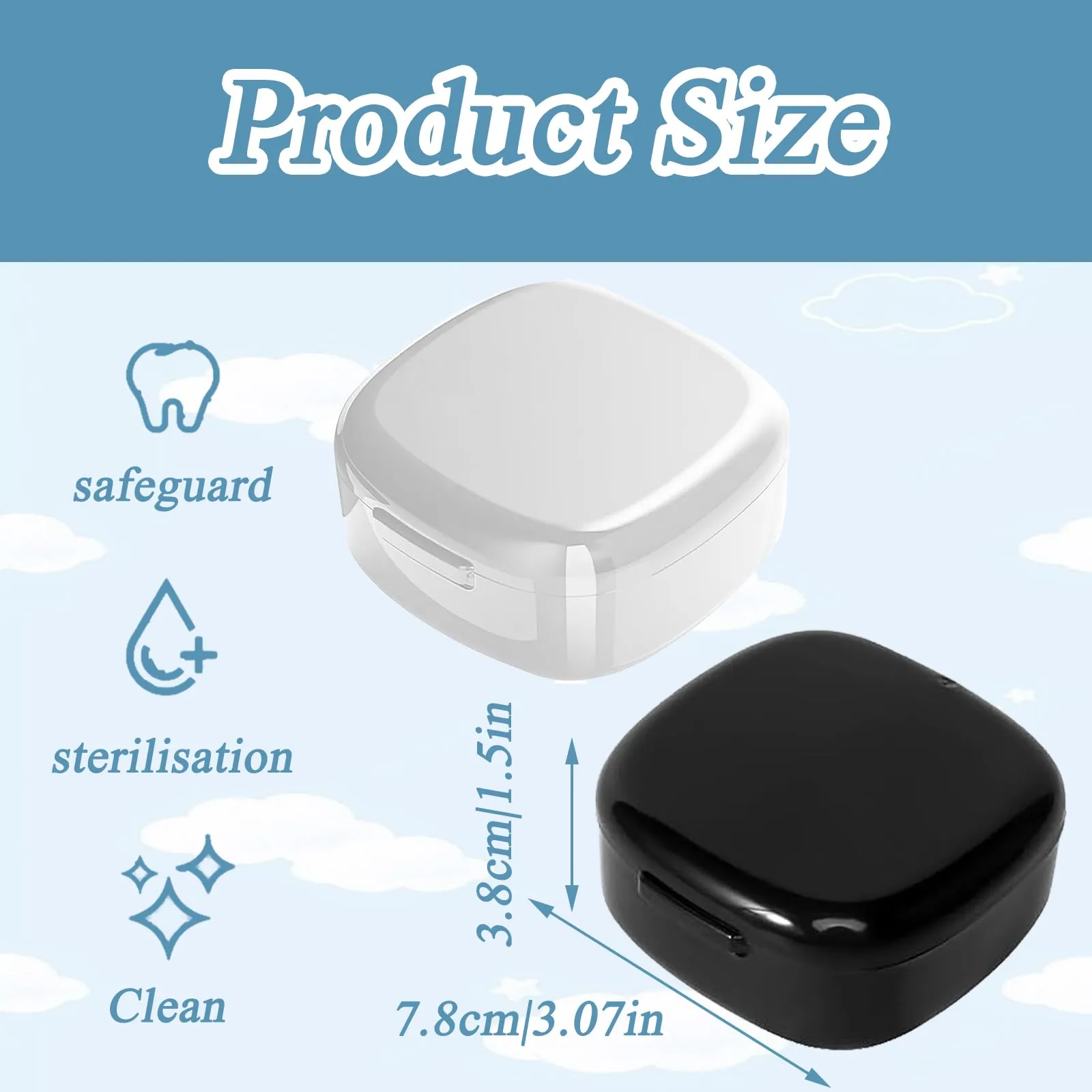 2 pieces braces box, portable denture box, denture box for grinding splints and dental splints cleaning, denture box for children and adults, extra deep for overnight soaking