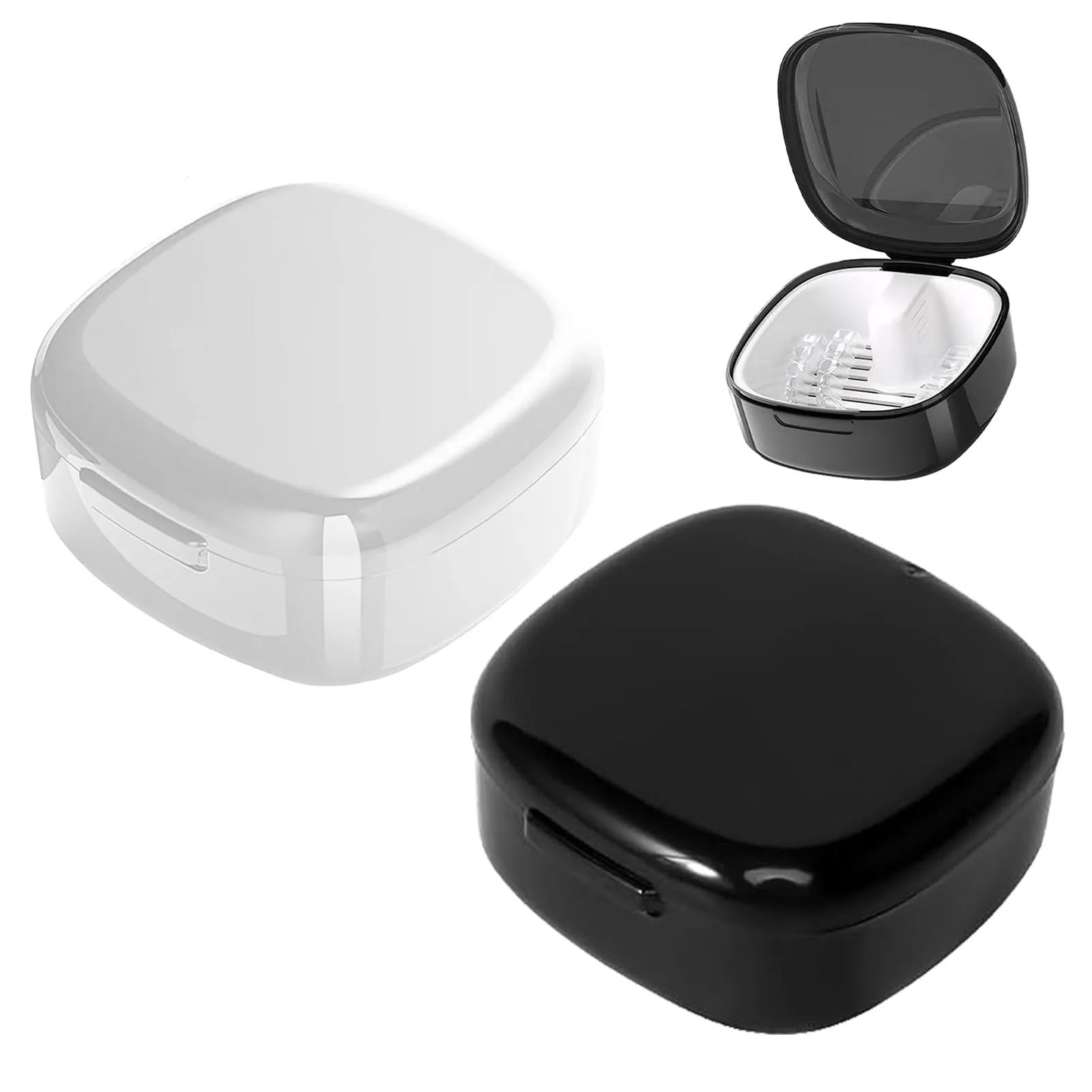 2 pieces braces box, portable denture box, denture box for grinding splints and dental splints cleaning, denture box for children and adults, extra deep for overnight soaking