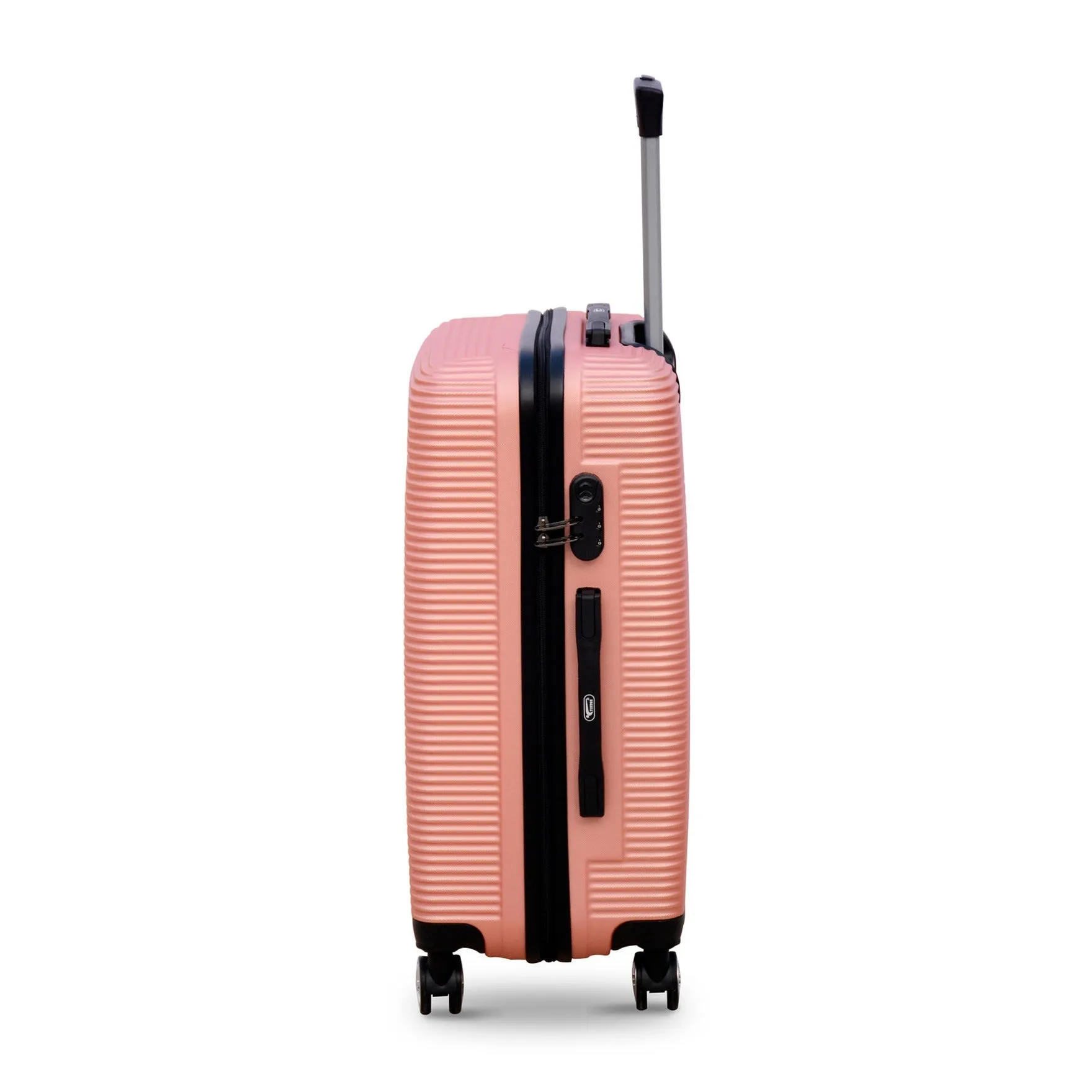 20" Dark Pink Colour JIAN ABS Line Luggage Lightweight Hard Case Carry On Trolley Bag With Spinner Wheel