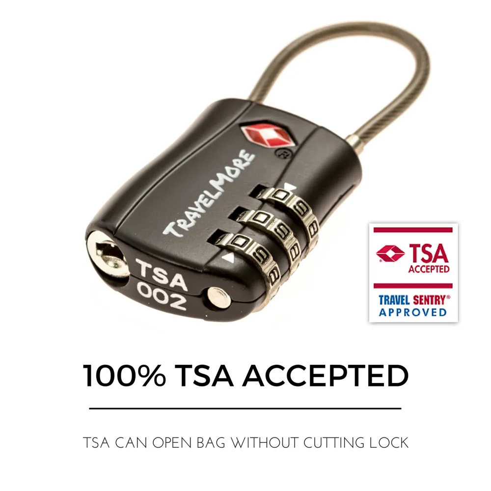 4 Pack Luggage Lock - Black TSA Approved Travel Locks