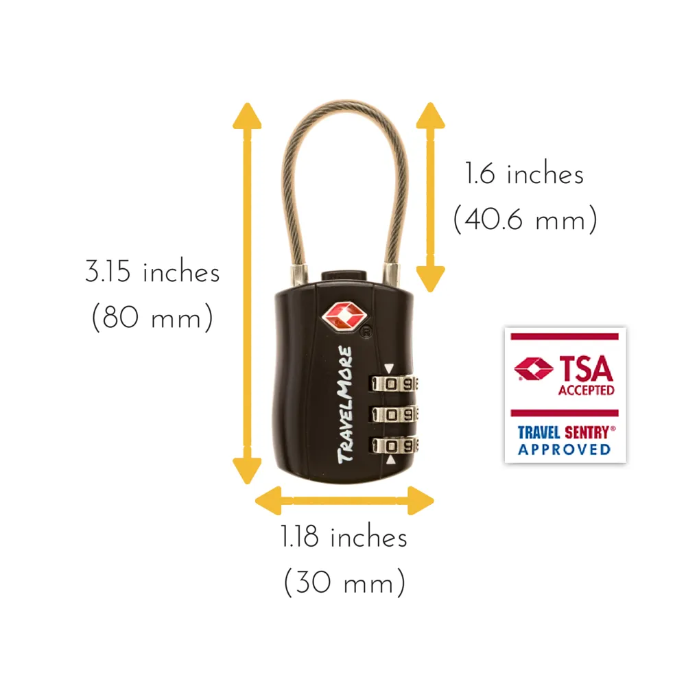 4 Pack Luggage Lock - Black TSA Approved Travel Locks