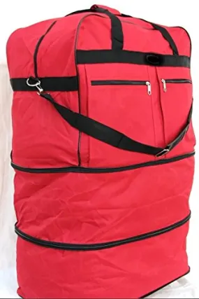 40" Red Large Expandable Rolling 6 Wheeled Duffel Bag Spinner Suitcase Luggage