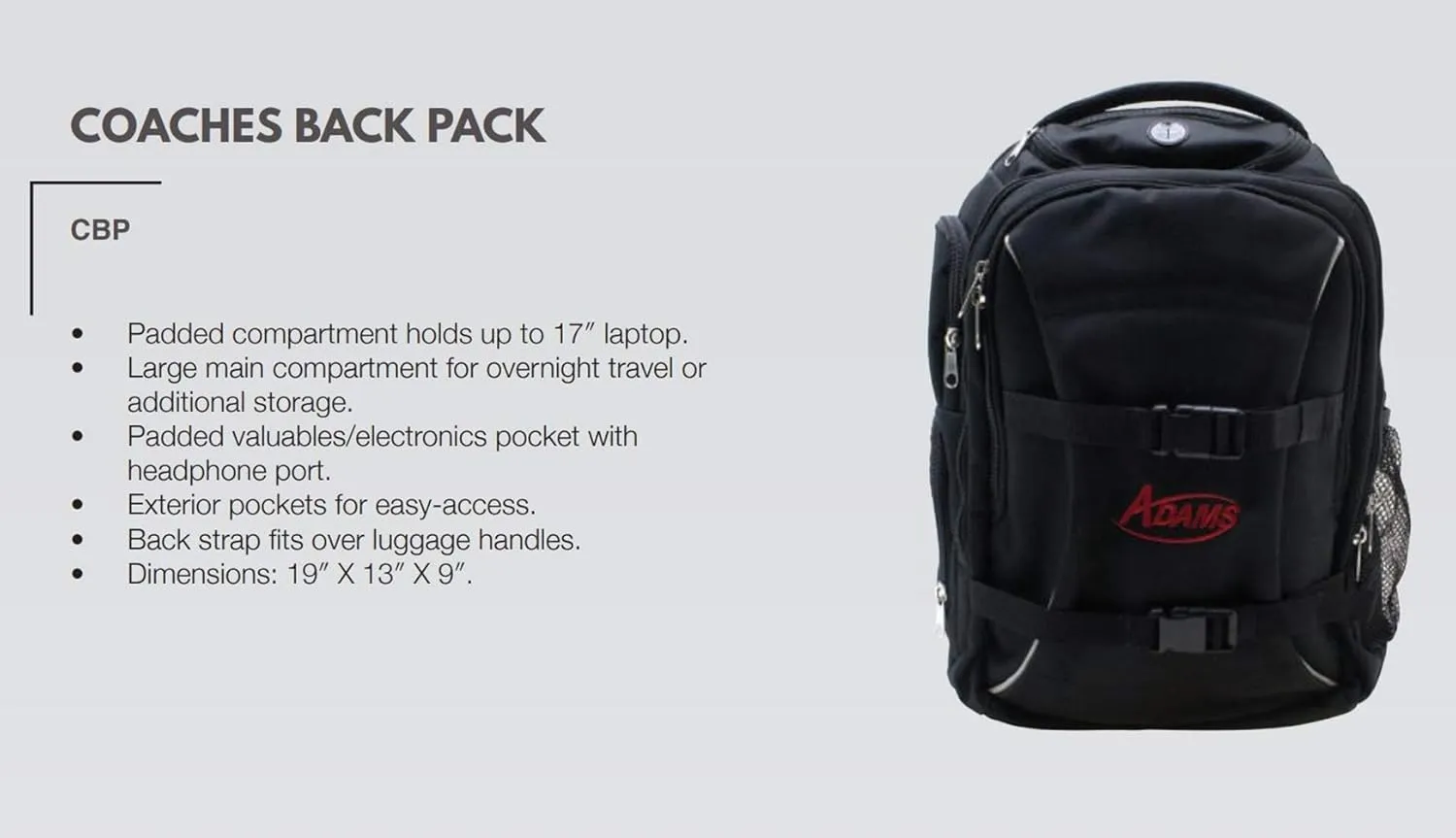 Adams Coach's / Players Laptop Back Pack