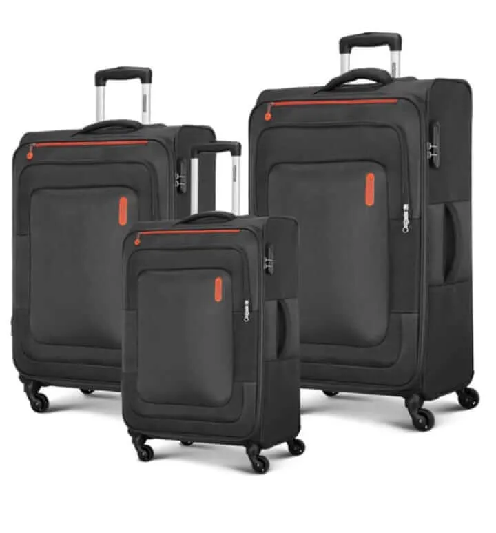 American Tourister Duncan Set of 3, Soft Luggage Trolley Bags With TSA Lock, 55 68 81cm, Black