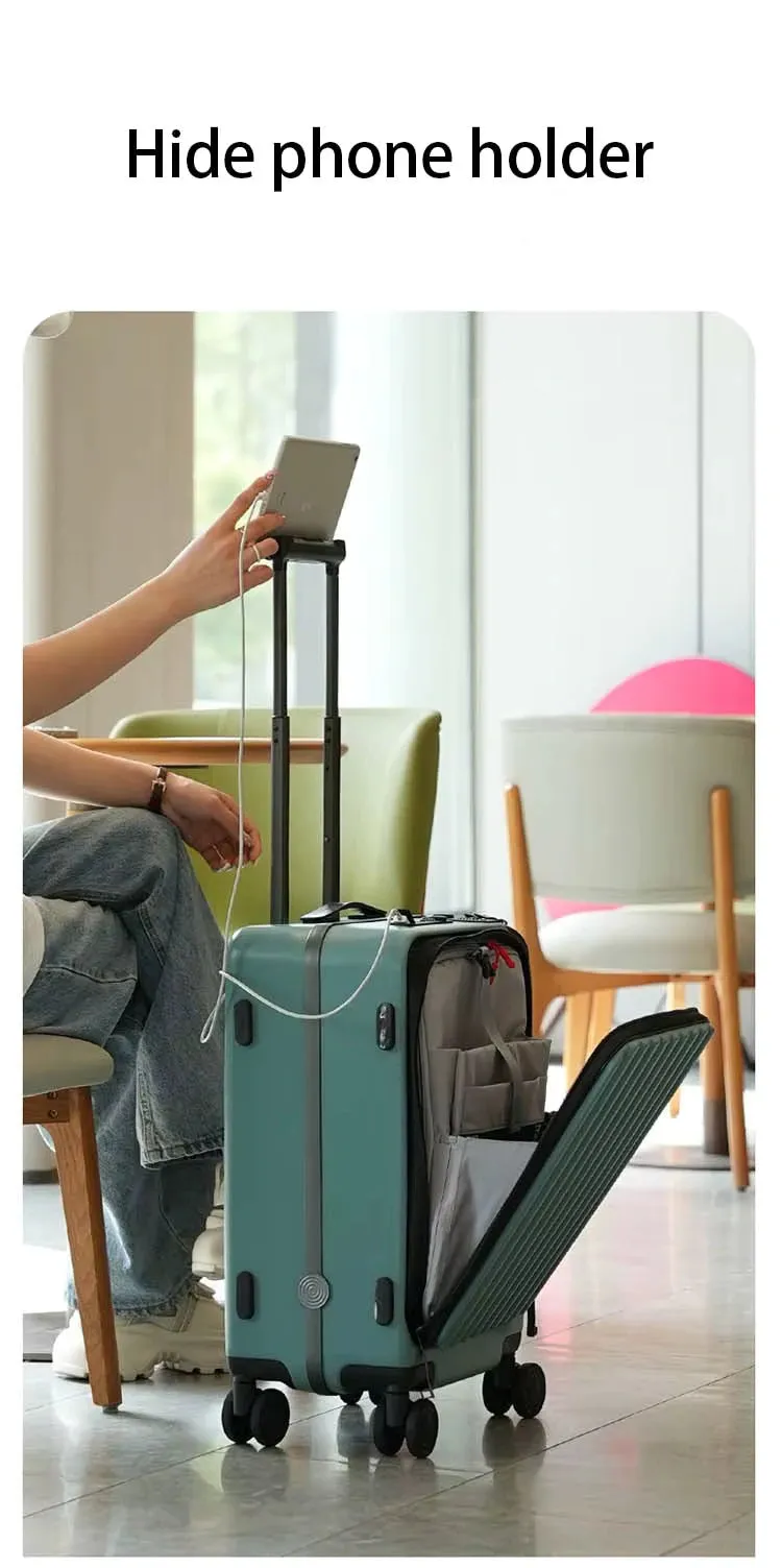baggage luxurious with PC aluminum structure, USB charging port