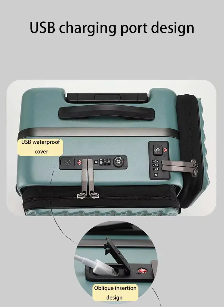 baggage luxurious with PC aluminum structure, USB charging port