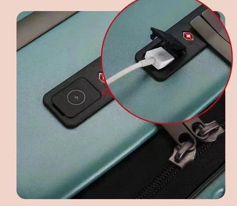 baggage luxurious with PC aluminum structure, USB charging port