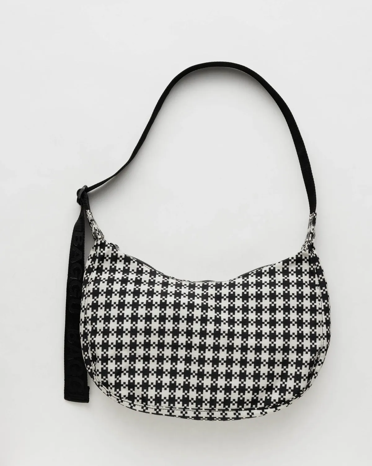 B&W Gingham Medium Crescent Bag