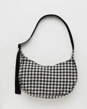 B&W Gingham Medium Crescent Bag