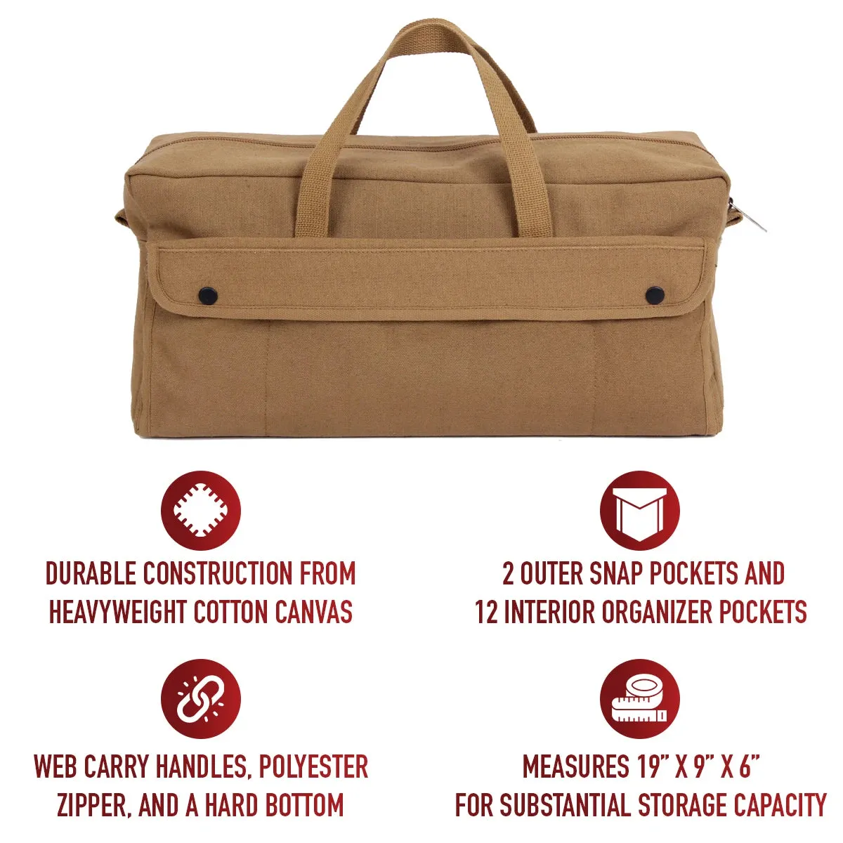 Canvas Jumbo Mechanic Tool Bag – Heavyweight Canvas Tool Organizer
