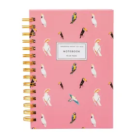 Carpe Diem x La Papelaria, Hardcover Spiral Notebook in Pink Cockatoo Print