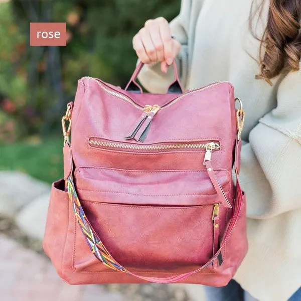 Chic Vegan Leather Convertible Bag