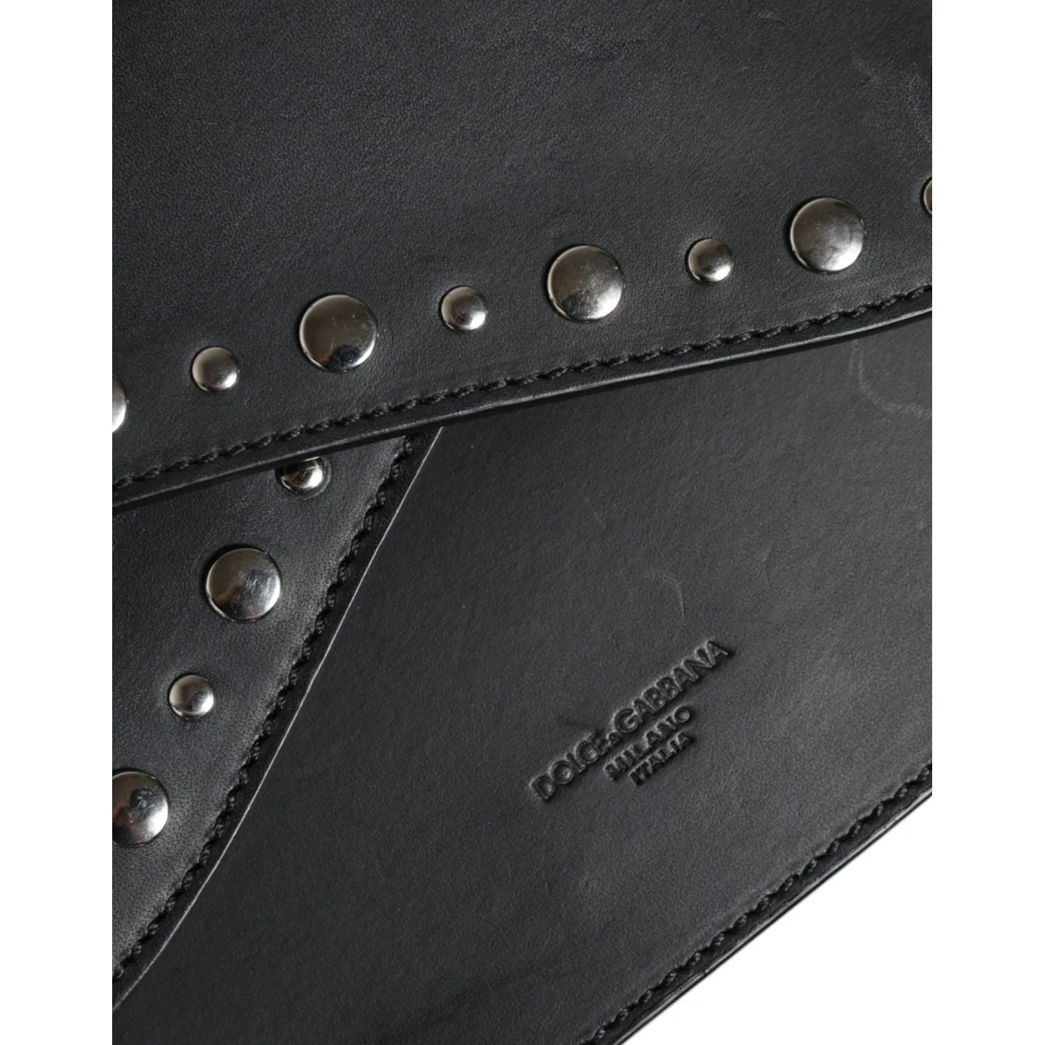 Dolce & Gabbana Black Small Leather Studded Shoulder Crossbody Bag