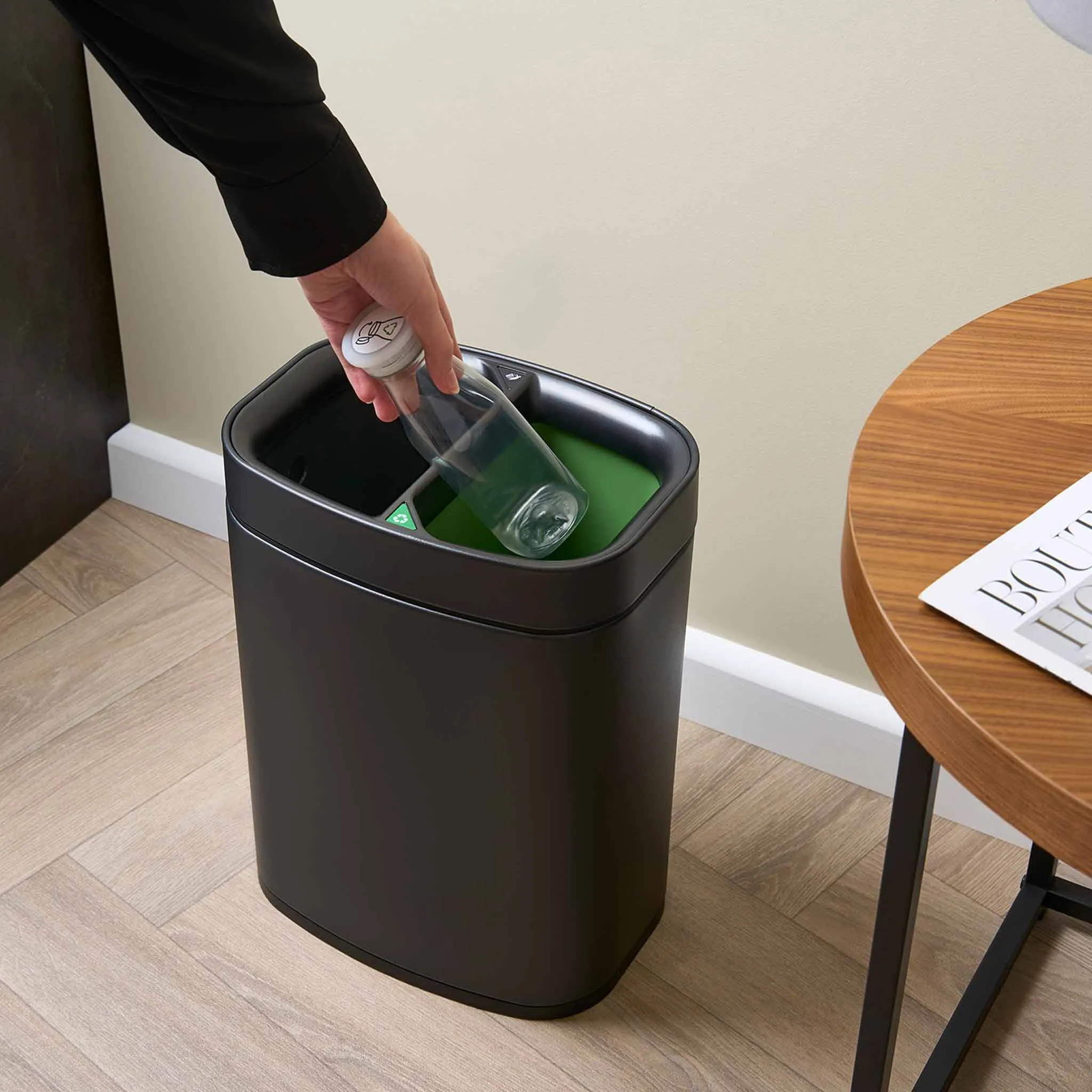 Dual 6 Litre Recycling Bin, Black