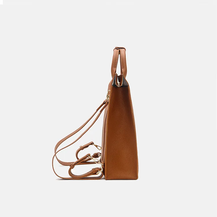 Functional Square Leather Backpack and Top Handle Handbag for Women