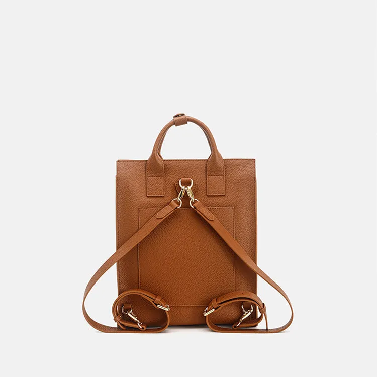 Functional Square Leather Backpack and Top Handle Handbag for Women