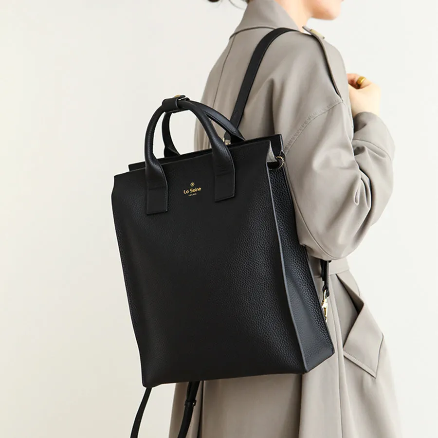 Functional Square Leather Backpack and Top Handle Handbag for Women