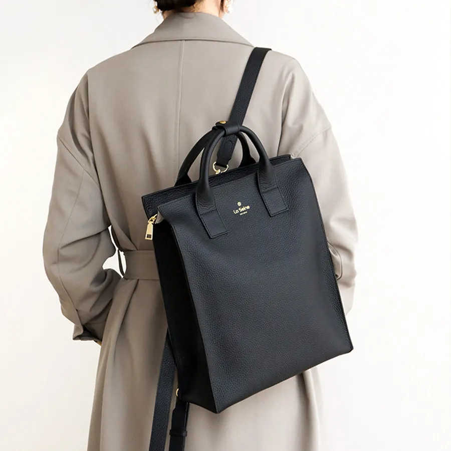 Functional Square Leather Backpack and Top Handle Handbag for Women
