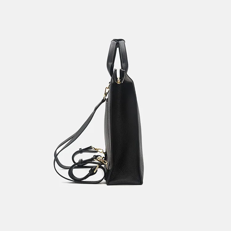 Functional Square Leather Backpack and Top Handle Handbag for Women