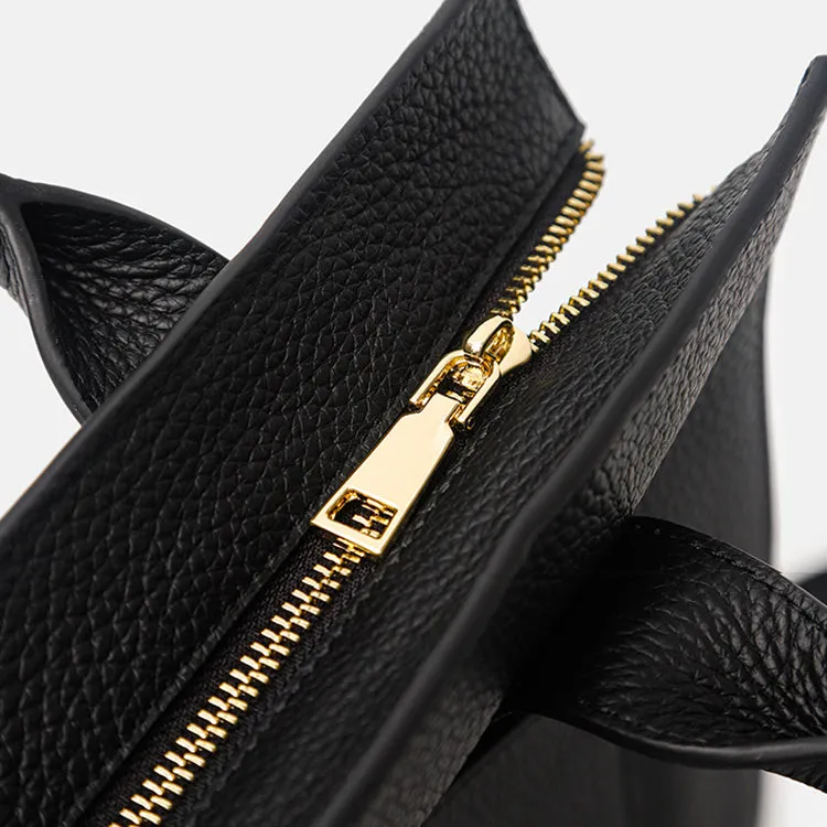 Functional Square Leather Backpack and Top Handle Handbag for Women