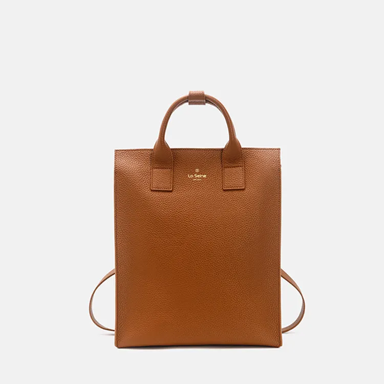 Functional Square Leather Backpack and Top Handle Handbag for Women