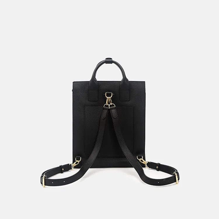 Functional Square Leather Backpack and Top Handle Handbag for Women