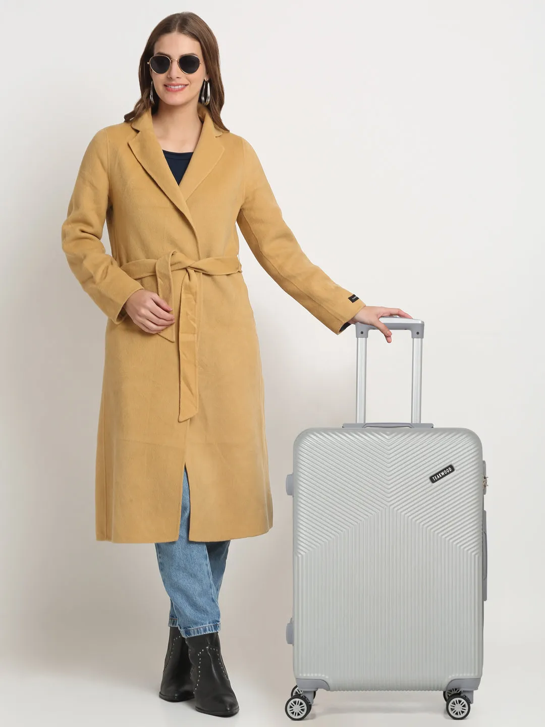 Grey Textured Hard-Sided Trolley Bag