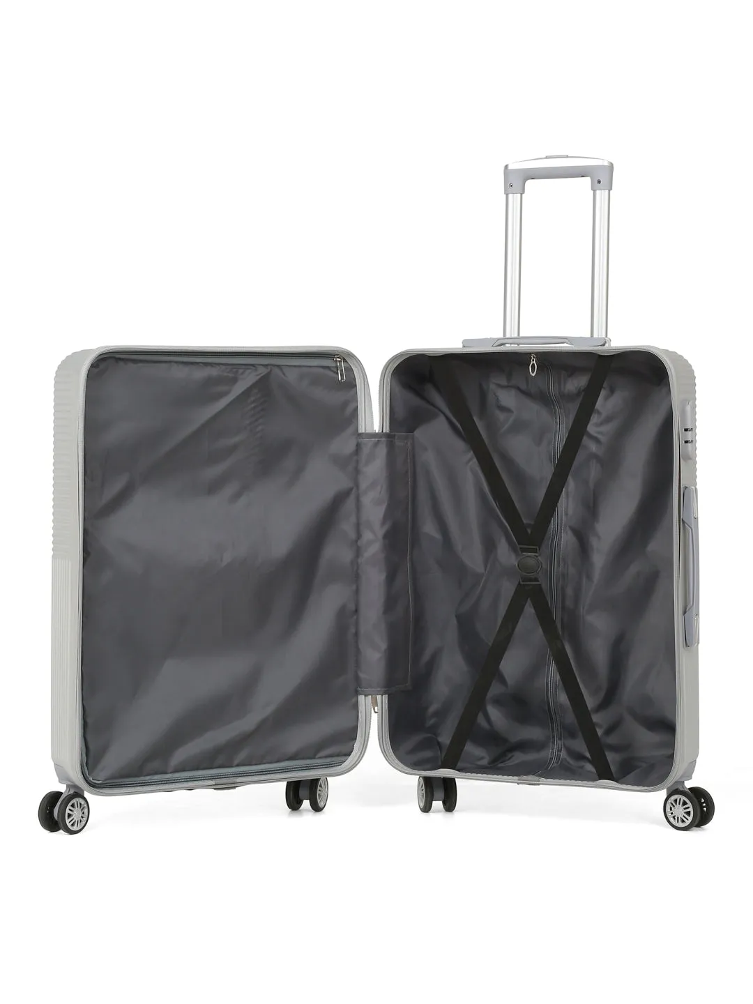 Grey Textured Hard-Sided Trolley Bag