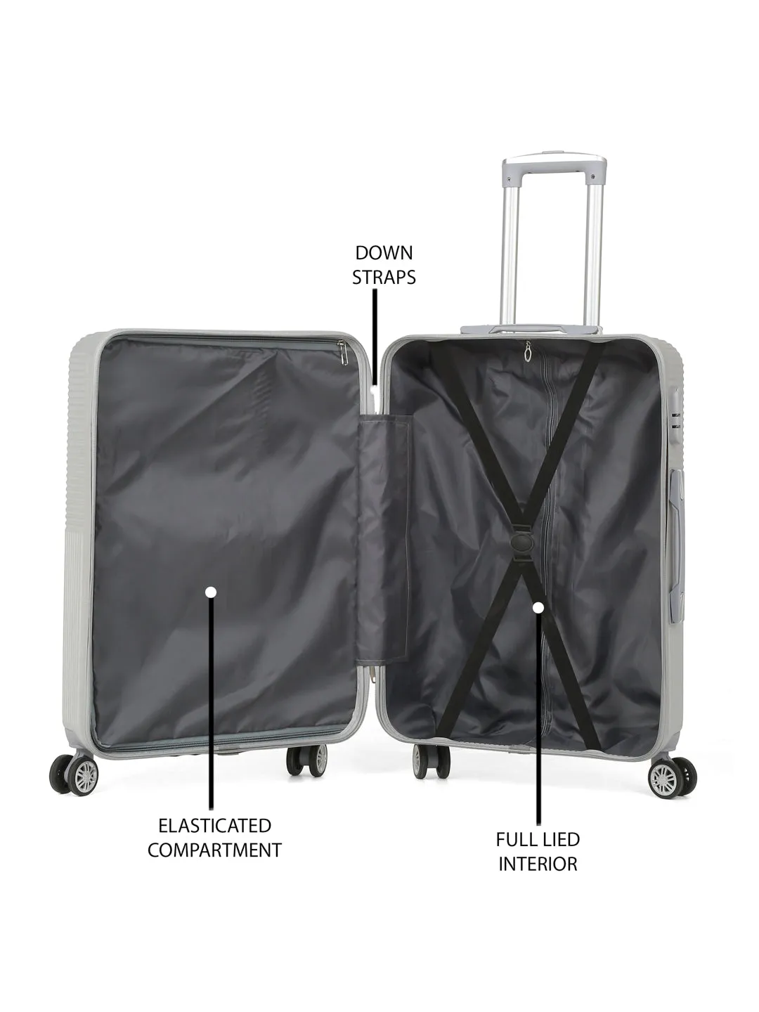 Grey Textured Hard-Sided Trolley Bag