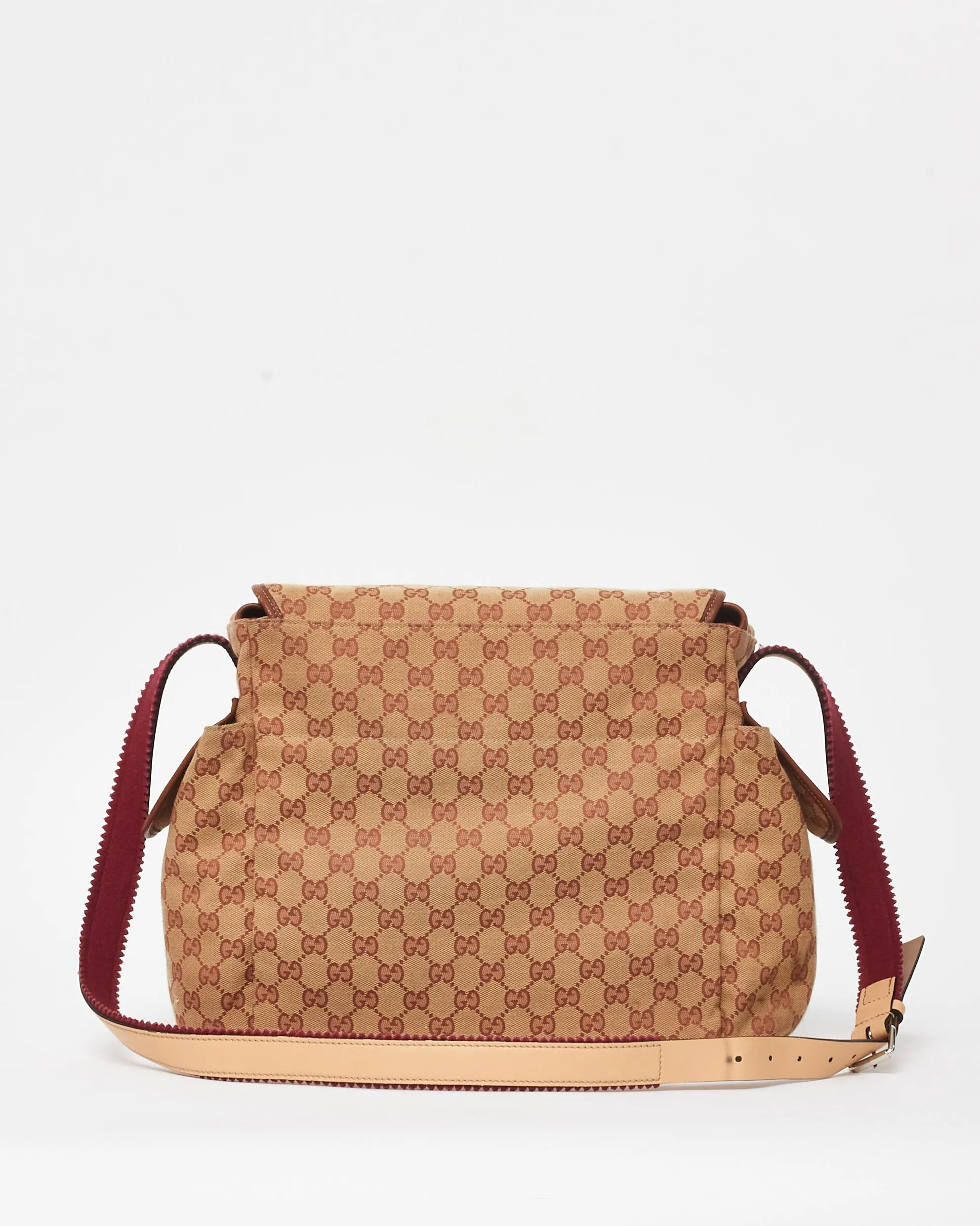 Gucci Brown & Burgundy GG Canvas Diaper Bag