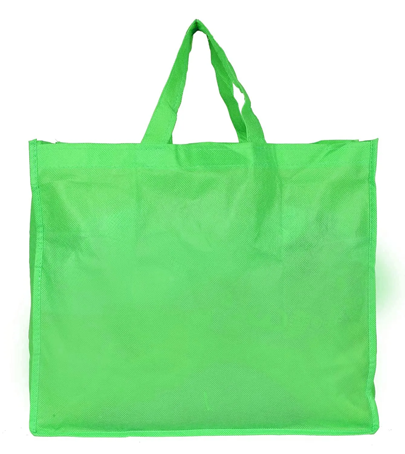 Heart Home Smiley Printed Foldable Non-Woven Grocery Shopping Bag with One Small Pocket- Pack of 2 (Green & Orange) -45LUGHH0137