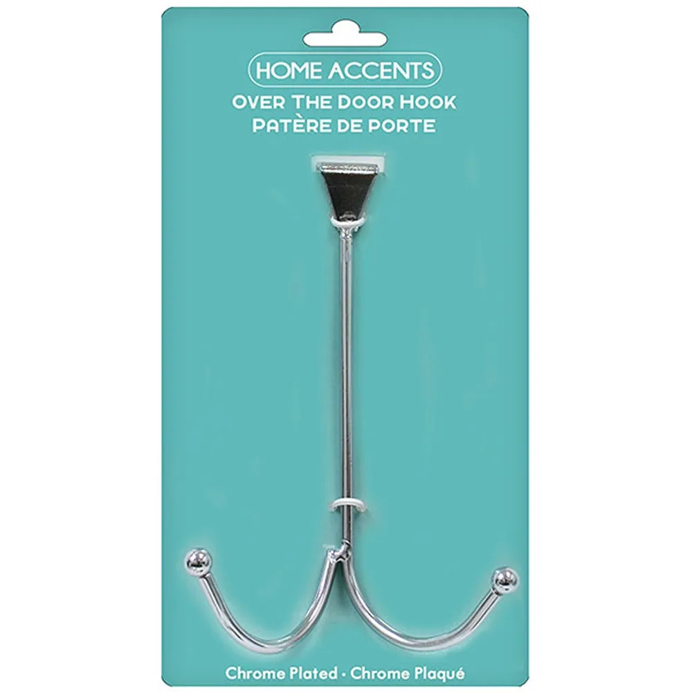 HOME ACCENTS Over The Door Hook Chrome Finish Dual Color Chrome Finish Home Accessories Packing 24/Box