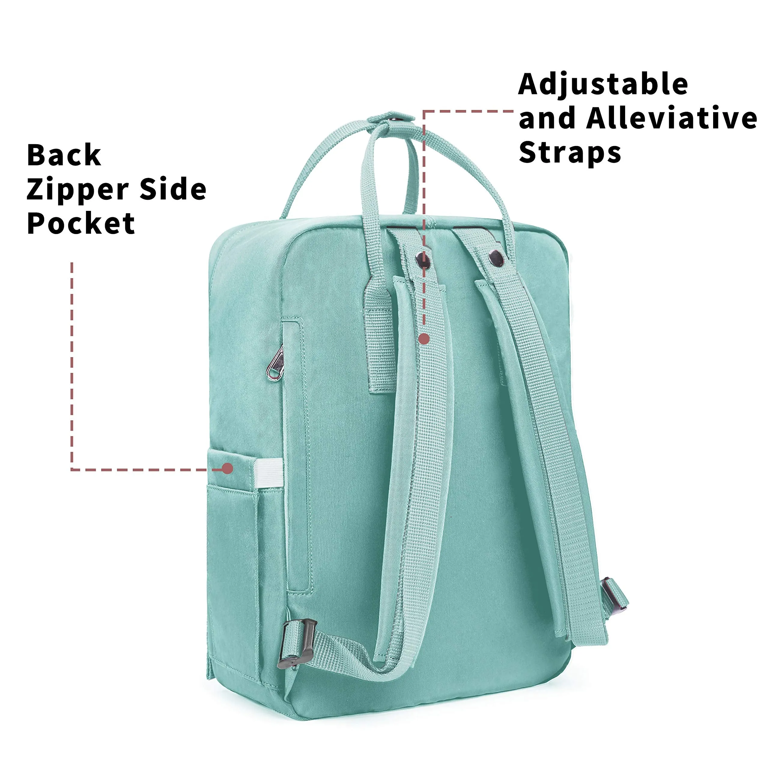 KALIDI Casual Backpack for Women,15 Inches Laptop Classic Backpack Camping Rucksack Travel Outdoor Daypack College School Bag (Mint Green)