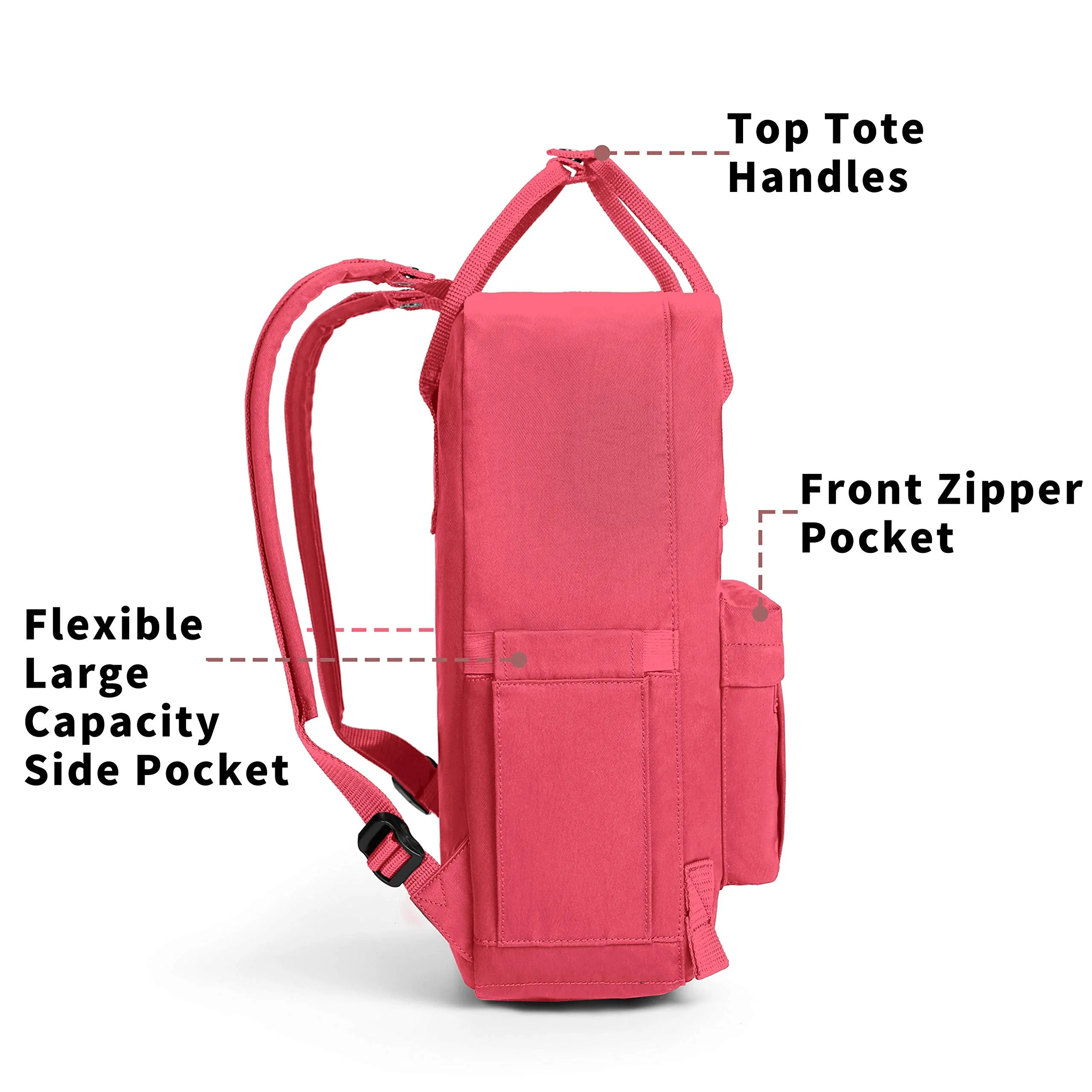 KALIDI Casual Backpack for Women,15 Inches Laptop Classic Backpack Camping Rucksack Travel Outdoor Daypack College School Bag (Peach Pink)