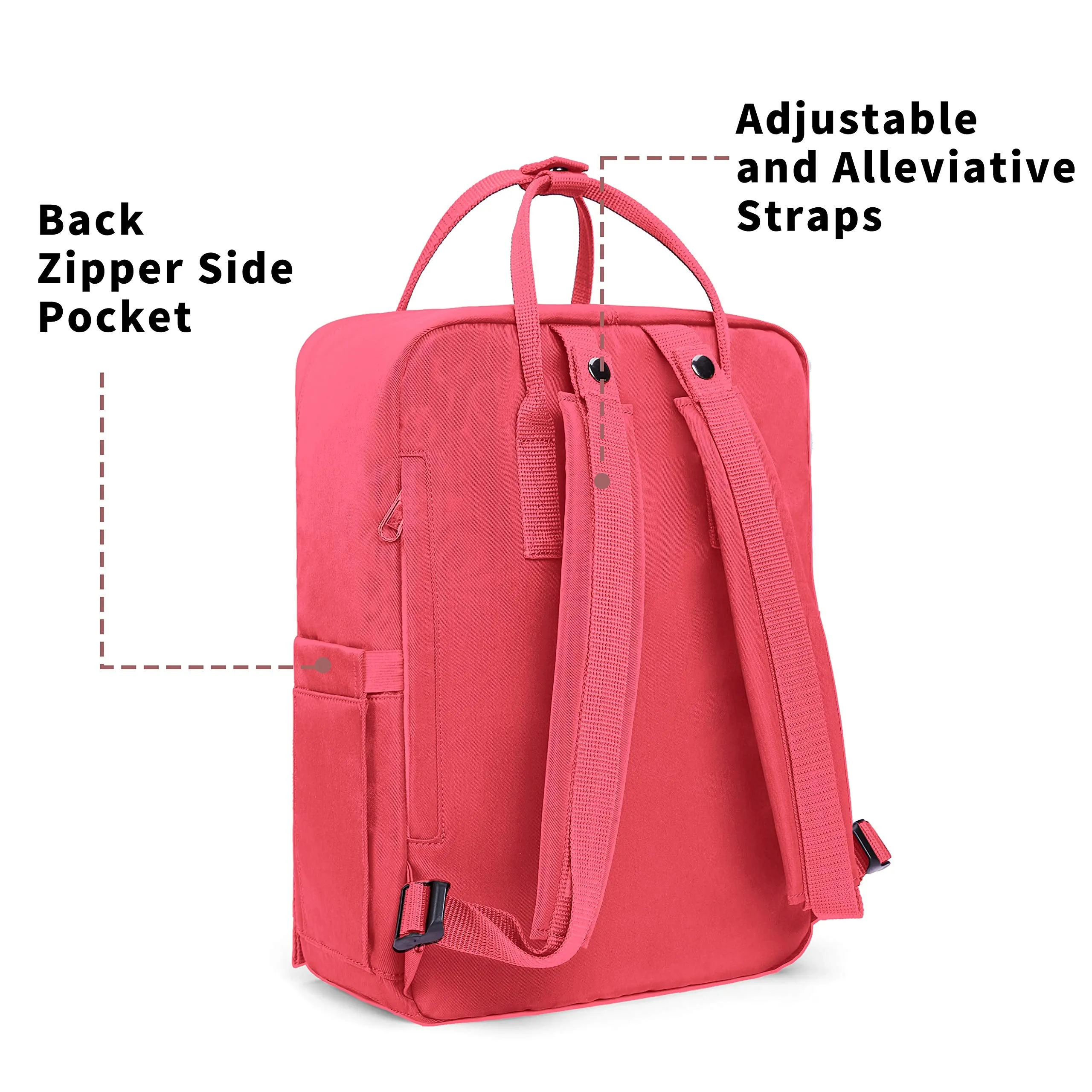 KALIDI Casual Backpack for Women,15 Inches Laptop Classic Backpack Camping Rucksack Travel Outdoor Daypack College School Bag (Peach Pink)