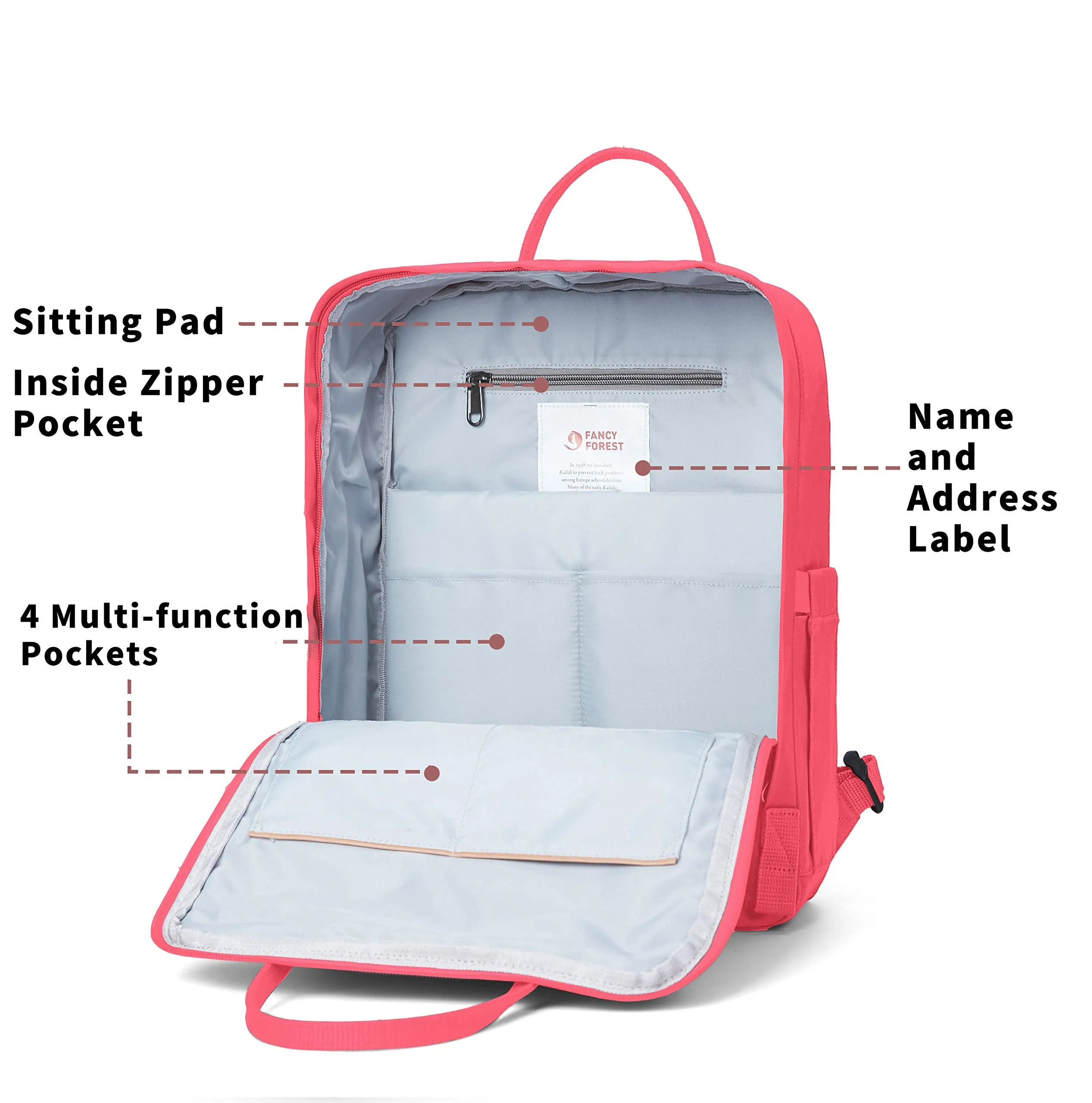 KALIDI Casual Backpack for Women,15 Inches Laptop Classic Backpack Camping Rucksack Travel Outdoor Daypack College School Bag (Peach Pink)