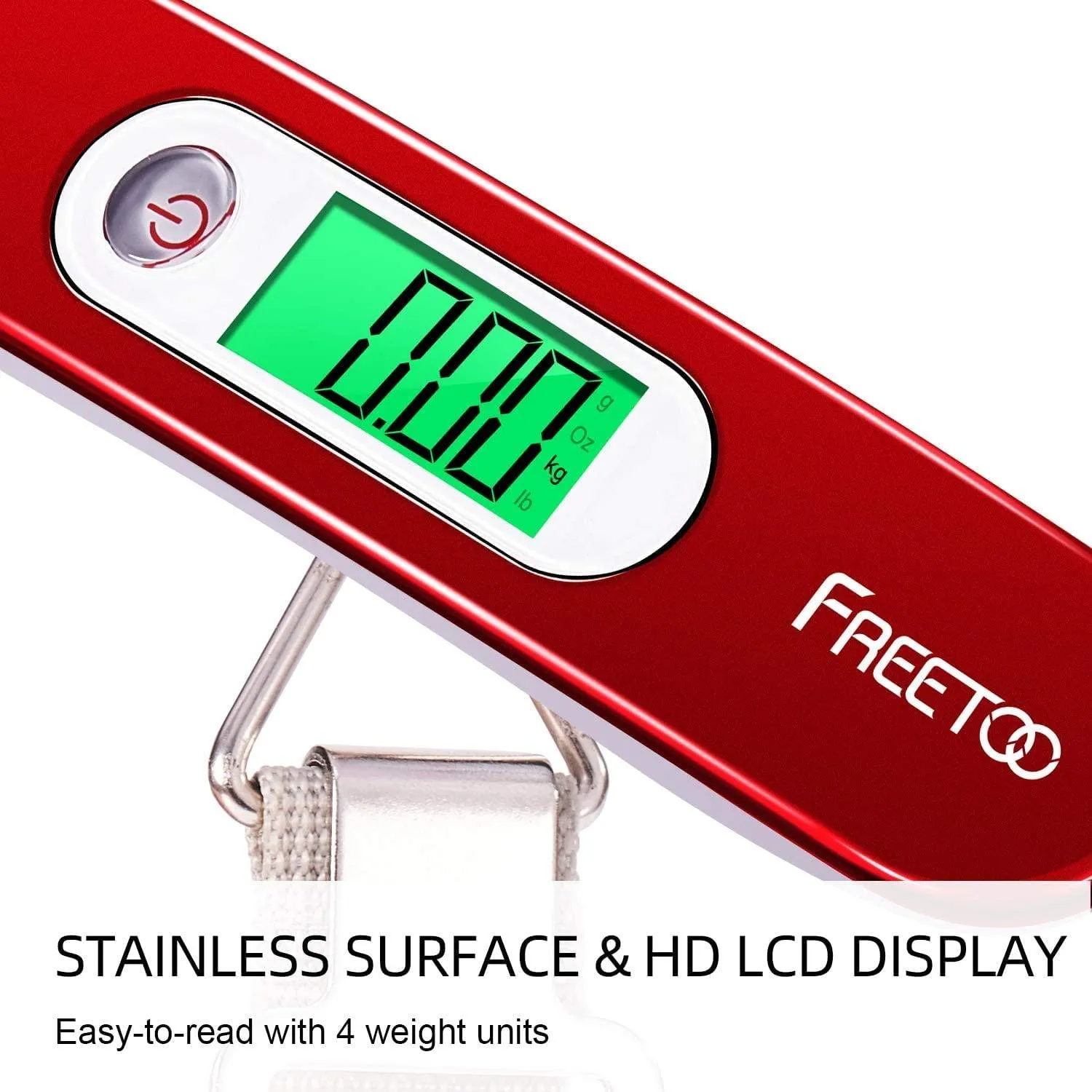 Luggage Scale Portable Digital Weight Scale for Travel Suitcase Weigher with Tare Function 110 Lb/ 50Kg Capacity Red