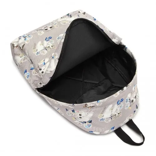 Miss Lulu Large Cat Polka Dot Backpack - Stylish & Functional Grey Backpack for Everyday Essentials