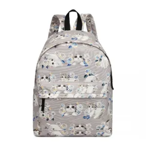 Miss Lulu Large Cat Polka Dot Backpack - Stylish & Functional Grey Backpack for Everyday Essentials