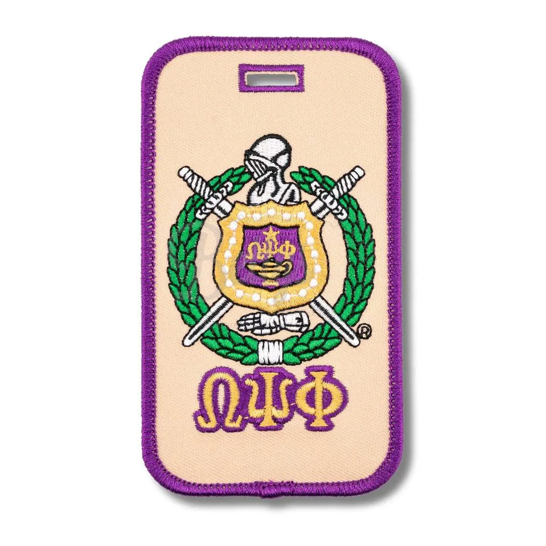 Omega Psi Phi ΩΨΦ Shield Embroidered Luggage Tag