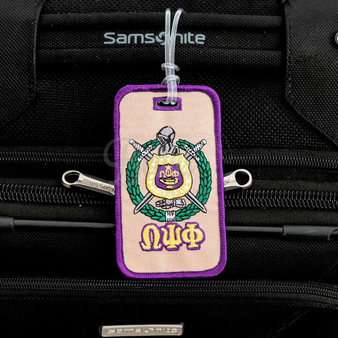 Omega Psi Phi ΩΨΦ Shield Embroidered Luggage Tag