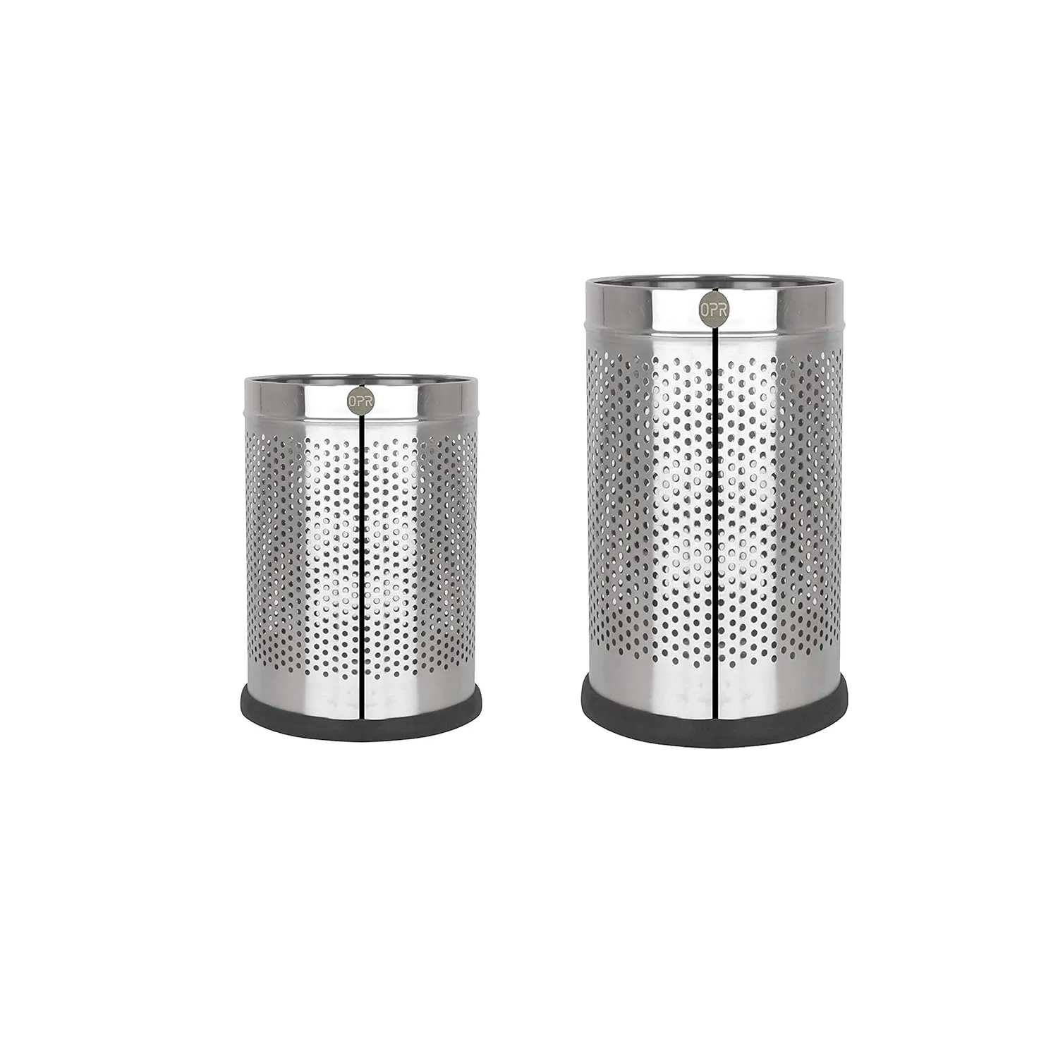 OPR Stainless Steel Dustbin Perforated Dustbin with Easy Grip (Pack Of Two- 5 & 11 Liter)