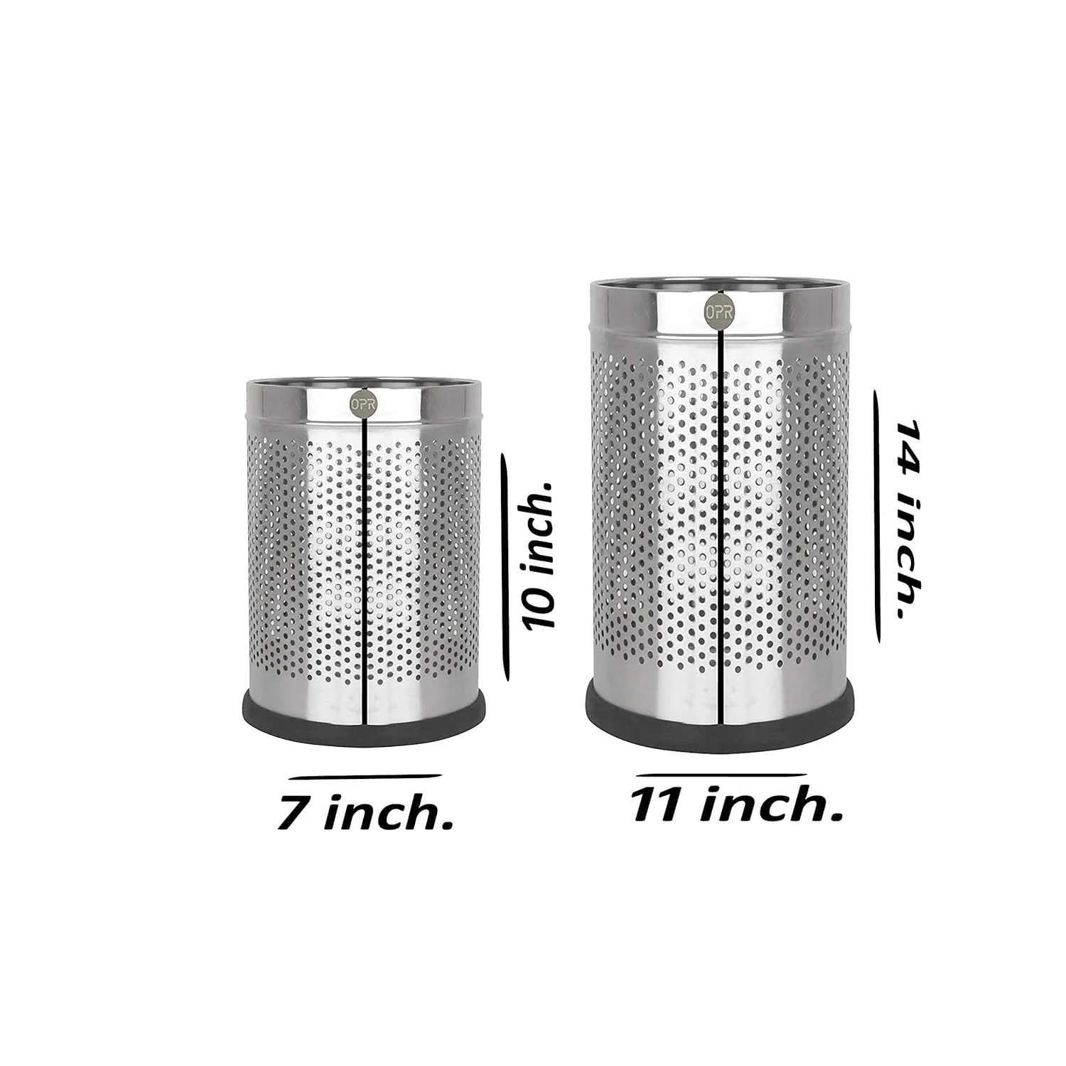OPR Stainless Steel Dustbin Perforated Dustbin with Easy Grip (Pack Of Two- 5 & 11 Liter)