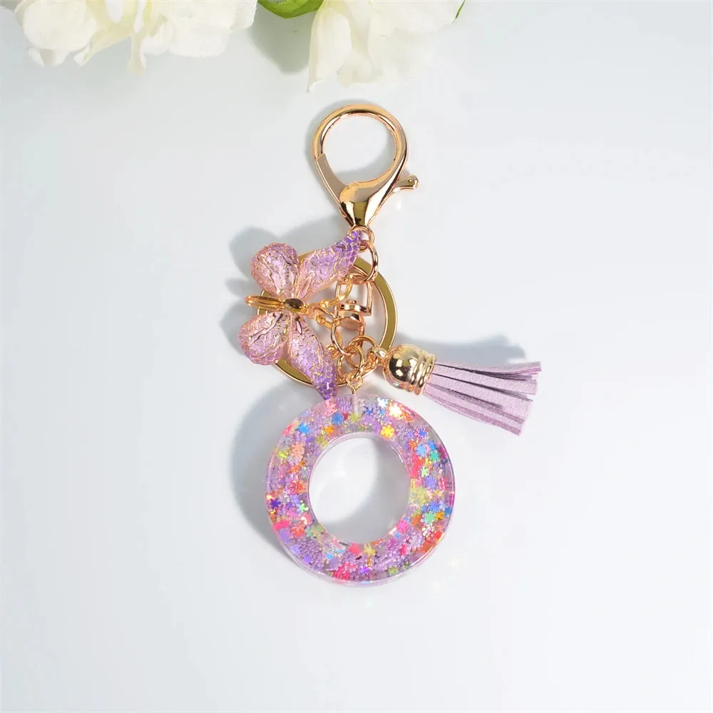 Owllaser A-Z Dreamy Sequin Letters Keychain, Bags Charms