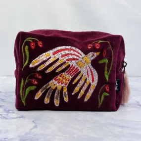 Plume Embroidered Cosmetic Bag