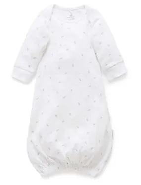 Purebaby Organic Sleepsuit - Pale Grey Leaf With Spot