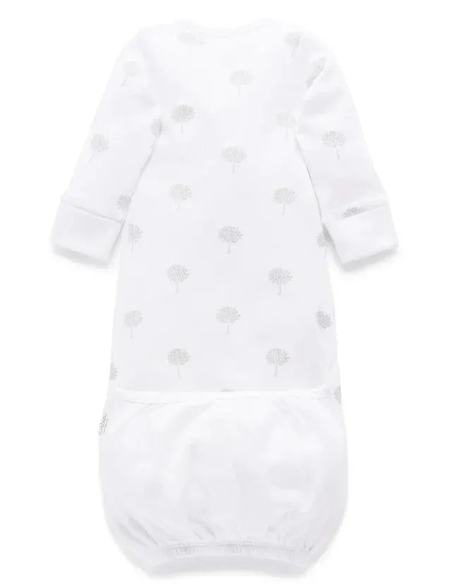 Purebaby Organic Sleepsuit - Pale Grey Tree