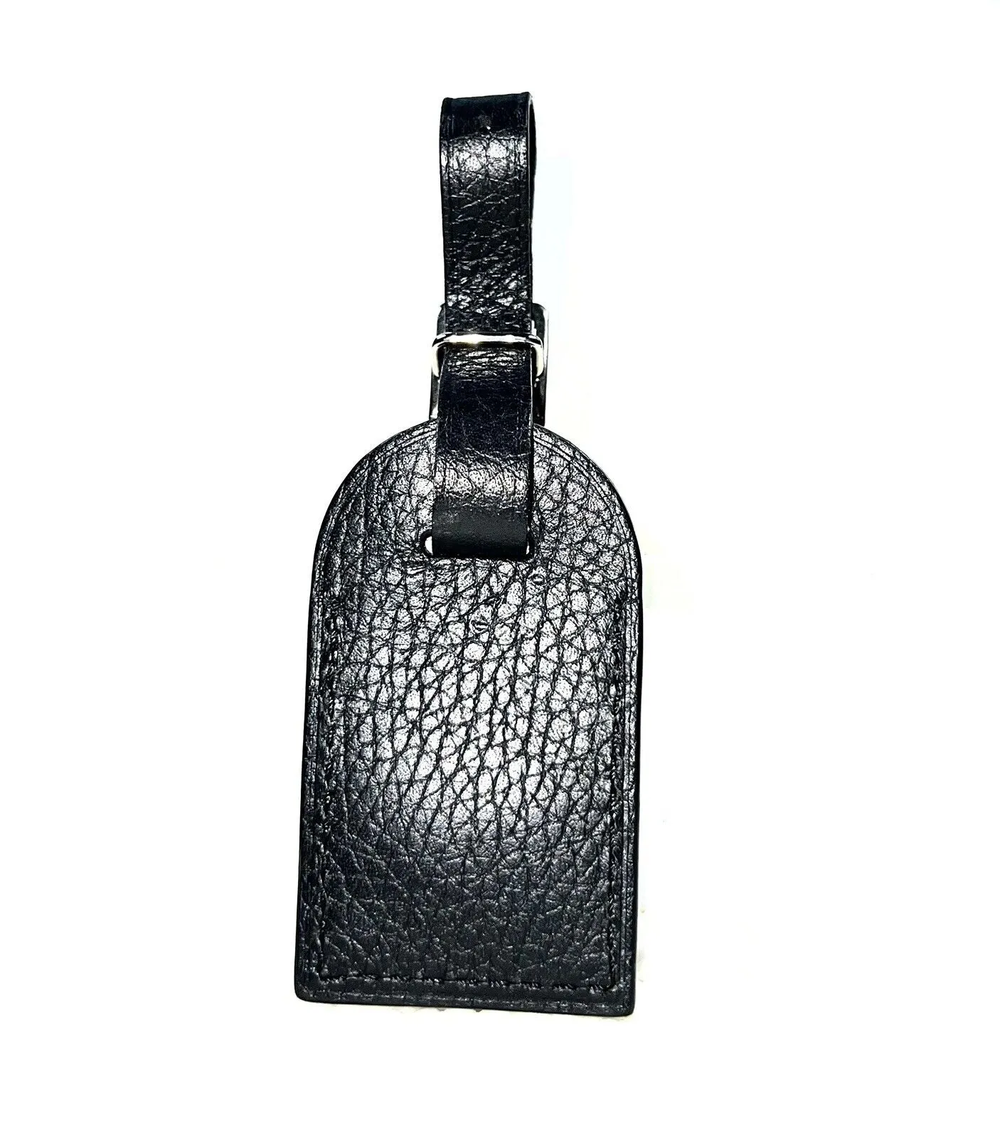 Rare Louis Vuitton Grained Leather Black Luggage Tag w/ SK Hot Stamp